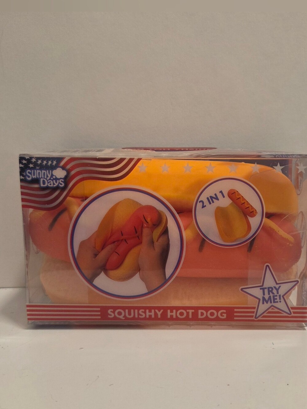 Sunny Days Squishy Hot Dog Toy - Orange and Yellow